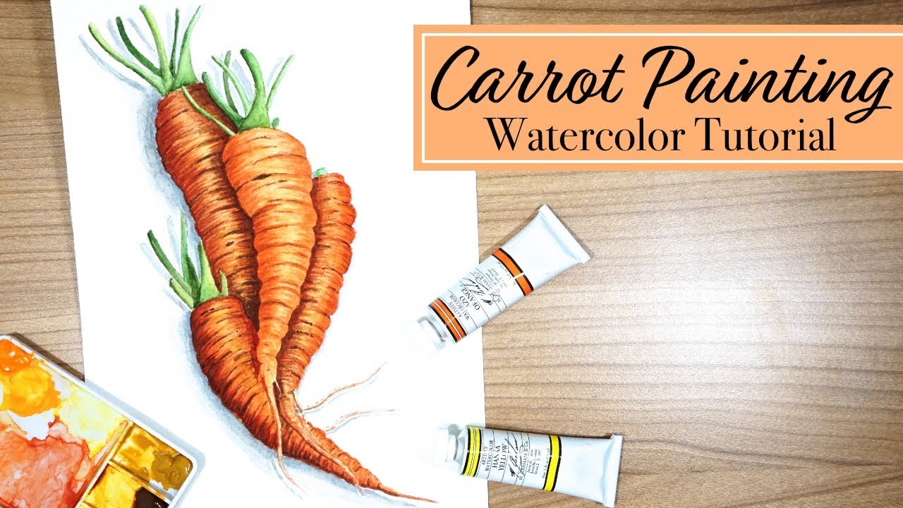 Carrot Painting Tutorial // Realistic Watercolor Tutorial For Beginners