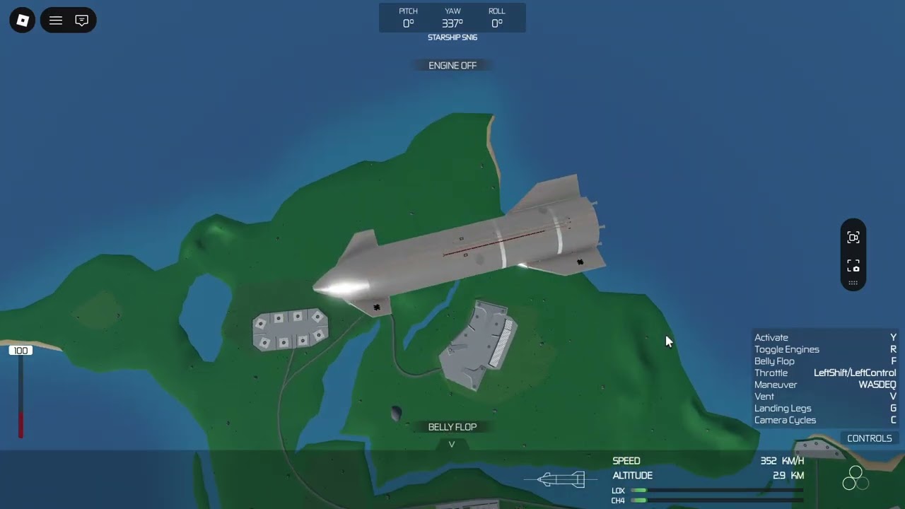 Roblox starship simulator (early acess) failed landing first landing #video  #astronomy