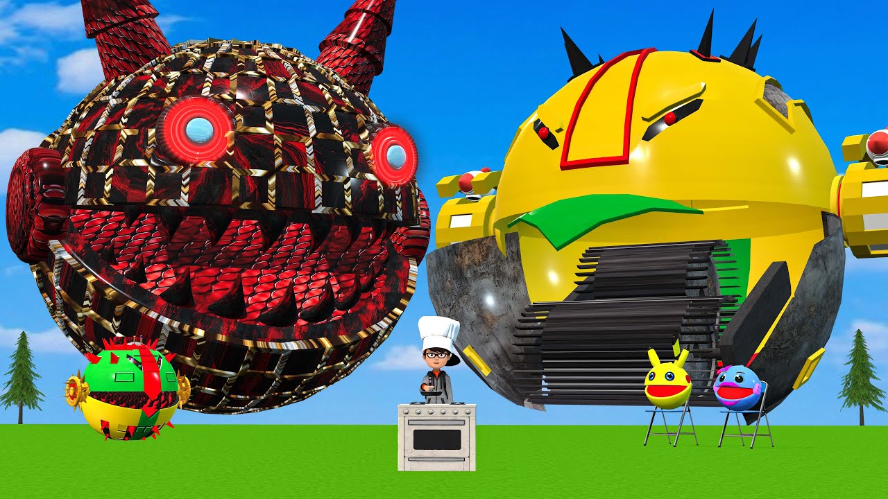 MS PACMAN & NEW YELLOW PACMAN VS TWO YELLOW MONSTER PACMAN FIGHTING IN POKEMON #2025