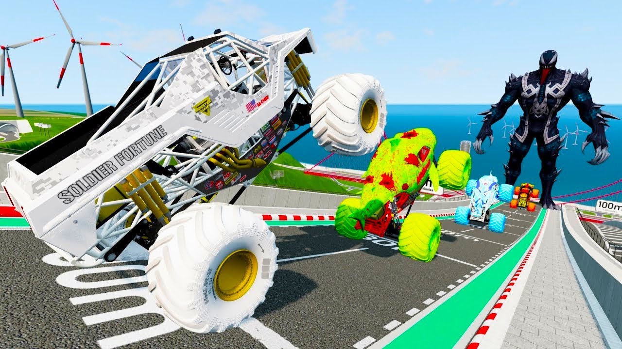 Monster Truck Madness! 🚀 High-Speed Jumps & Realistic Soft-Body Crashes | BeamNG.drive #007