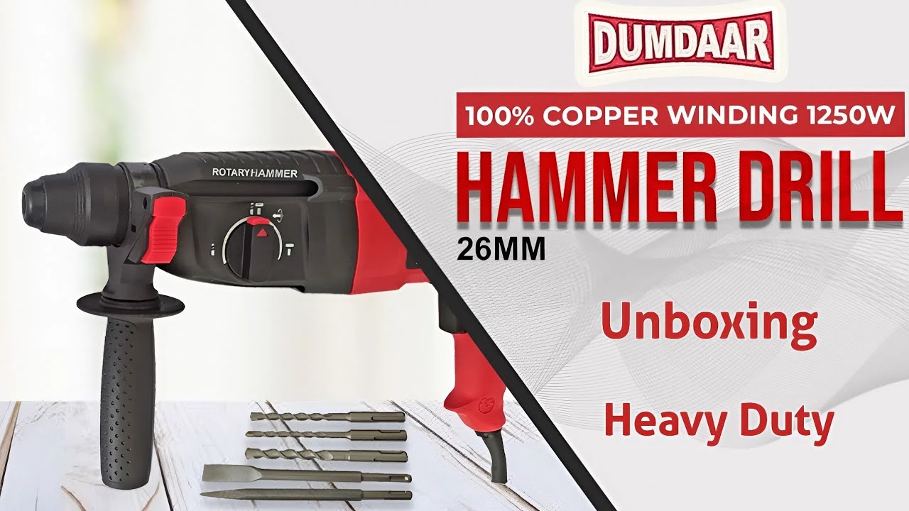 INDITRUST DUMDAAR DM26 1250W 26mm Hammer Machine with 5pc hammer bit and accessories 