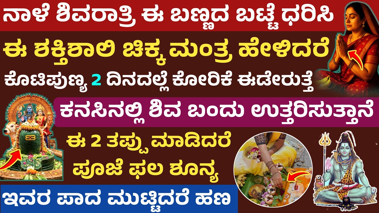ಮಹಾಶಿವರಾತ್ರಿ ದಿನ ಇವರ ಪಾದ ಮುಟ್ಟಿದರೆ ಲಕ್ಷ ಕೋಟಿ ಸಂಪಾದಿಸುತ್ತೀರಾ ಶಿವ ಕೃಪೆ Mahashivaratri puja vidana/time
