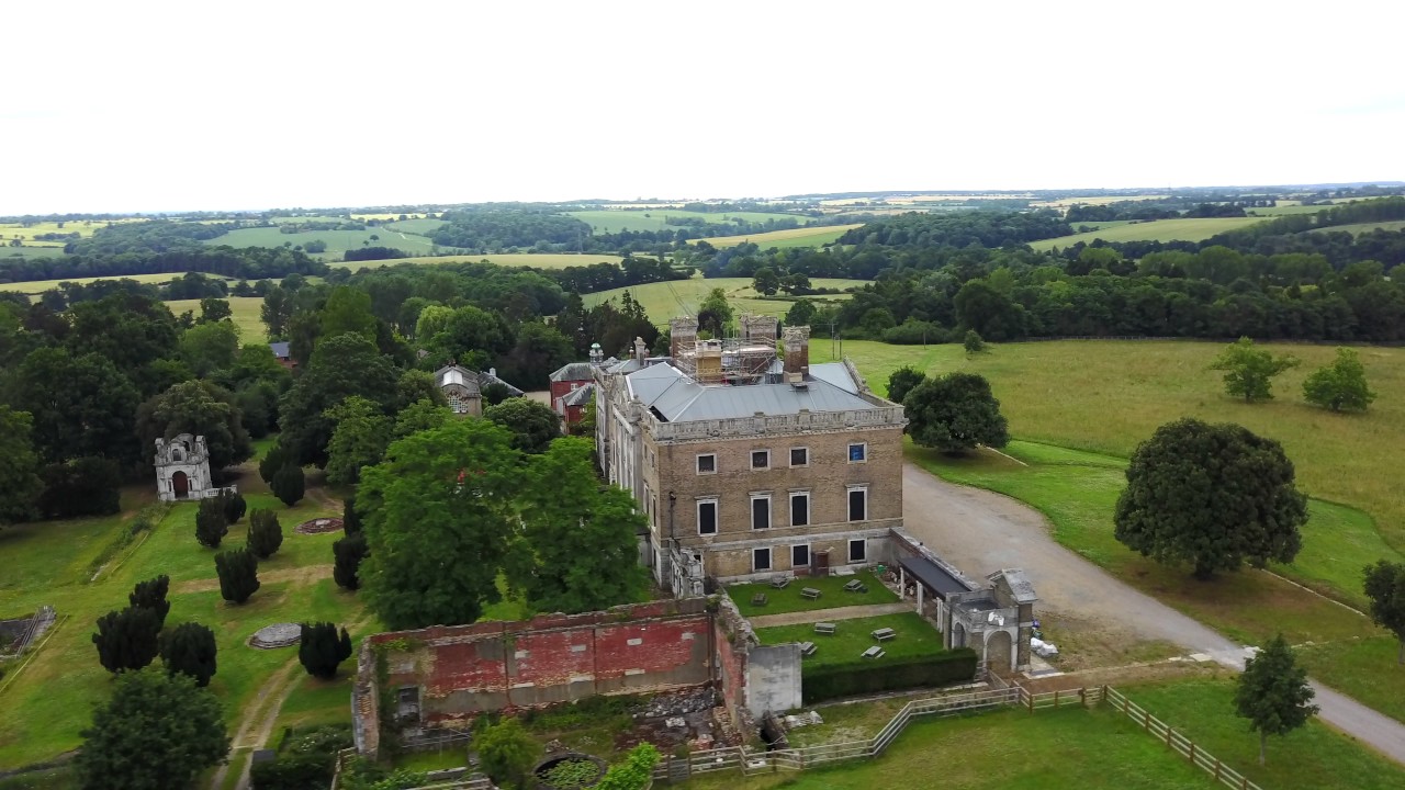 Copped Hall Epping viewed from the air old Georgian mansion that is currently under restoration.