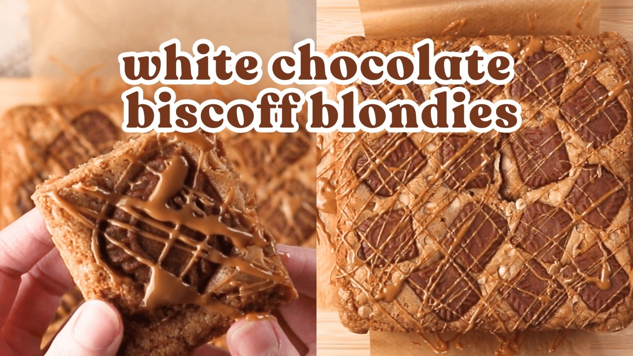 White Chocolate Biscoff Blondies ✨ Bake With Me 💖