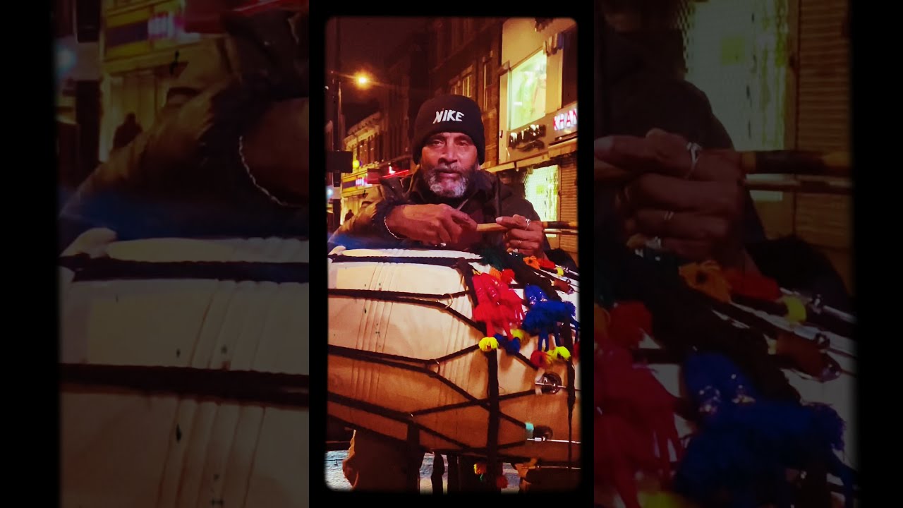 The Street Dhol Drumming legend of Southall in West London, UK