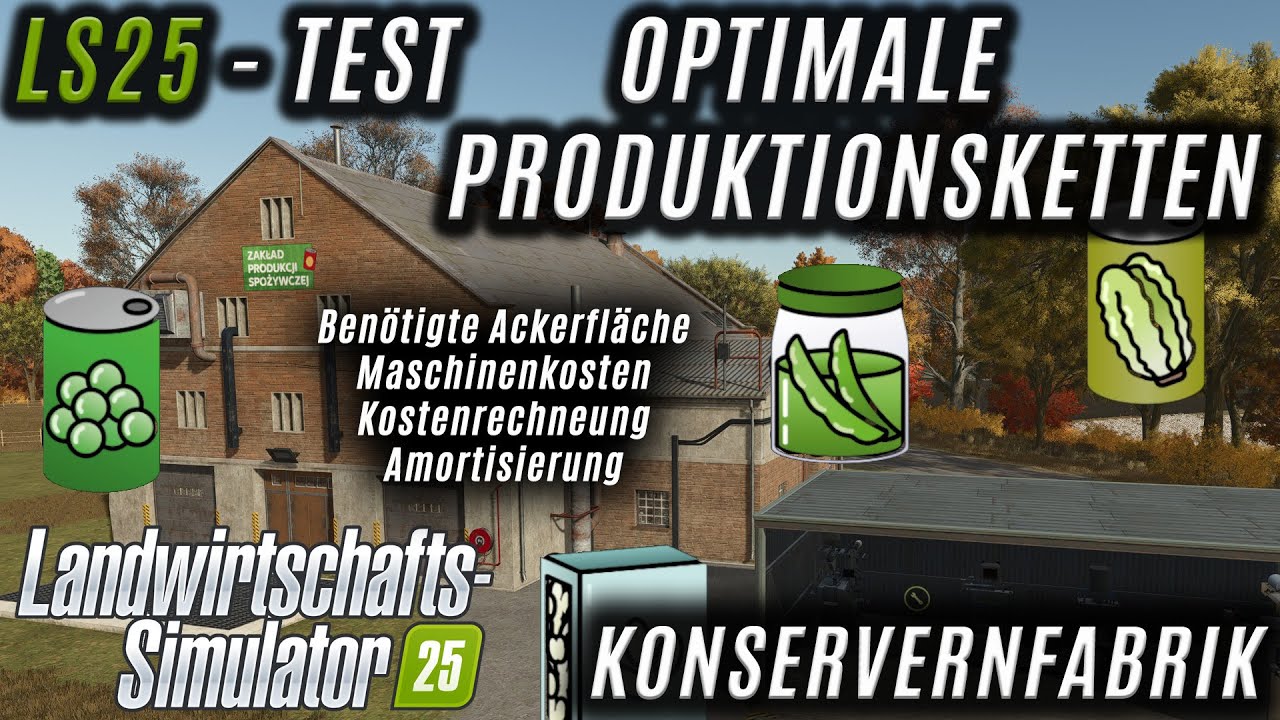 LS25 Test - Optimale Produktionsketten - Konservenfabrik - Benötigte Ackerfläche?