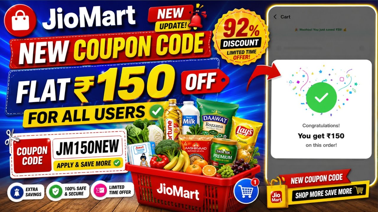 Jiomart 150 Off Coupon Code For All 🔥 Jiomart 5 New Coupon Code Today | Jiomart Coupon Code Offer