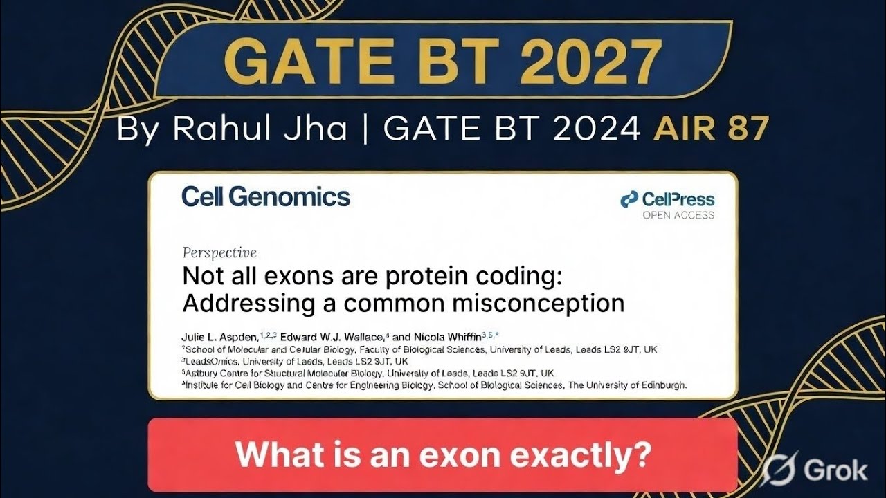 Part 1 - Not all exons are protein coding | Molecular Biology | GATE BT/XL/CSIR 