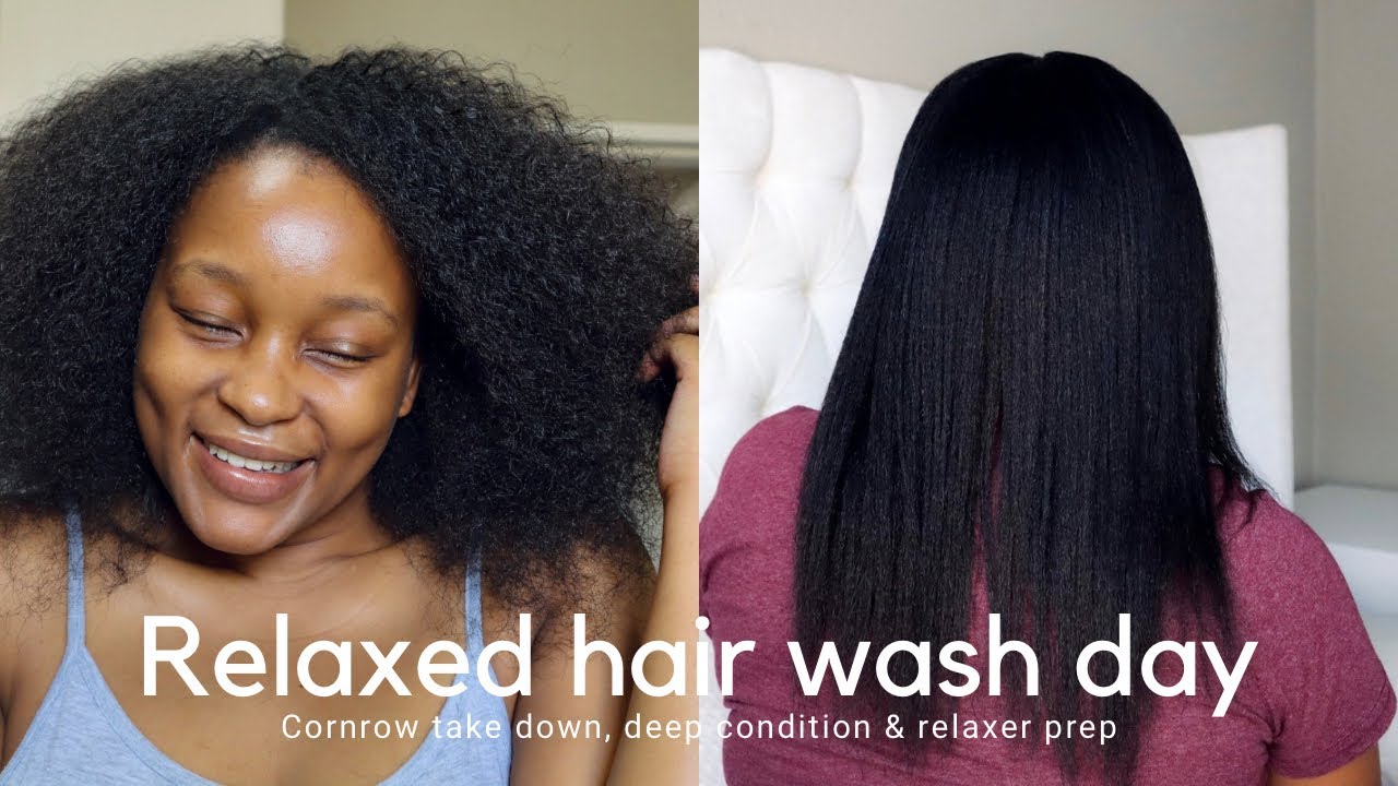 Relaxed hair wash day  💦| Shampoo, deep condition | Blow dry & Moisturise