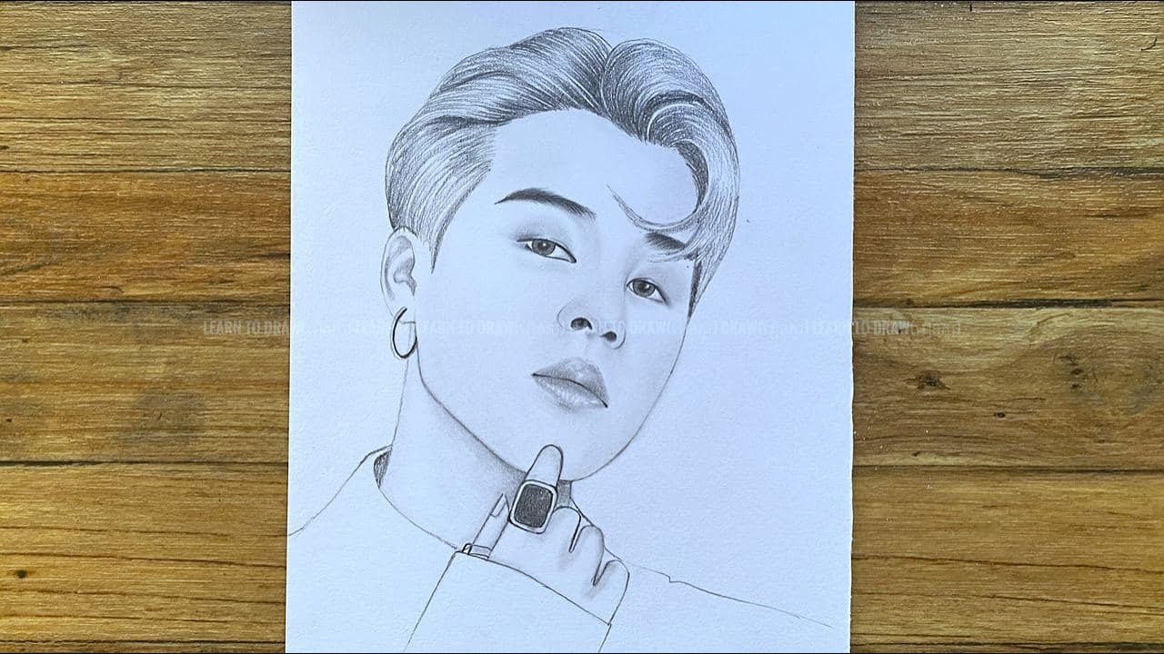 Easy way to draw​ Jimin BTS | BTS sketch tutorial | pencil drawing step by step | រៀនគូរ