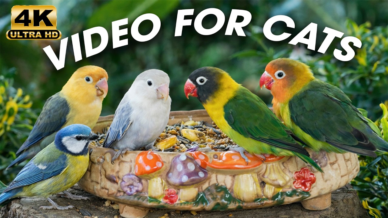 Cat TV 😺 Backyard Bird Buffet with Playful Squirrels 🐿 Cat Games 4K HDR