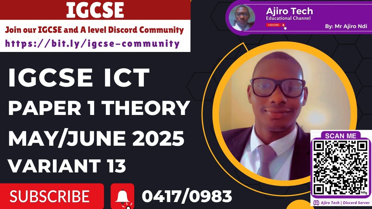 IGCSE ICT (0417/0983) Paper 1 Theory May June 2025 Variant 13