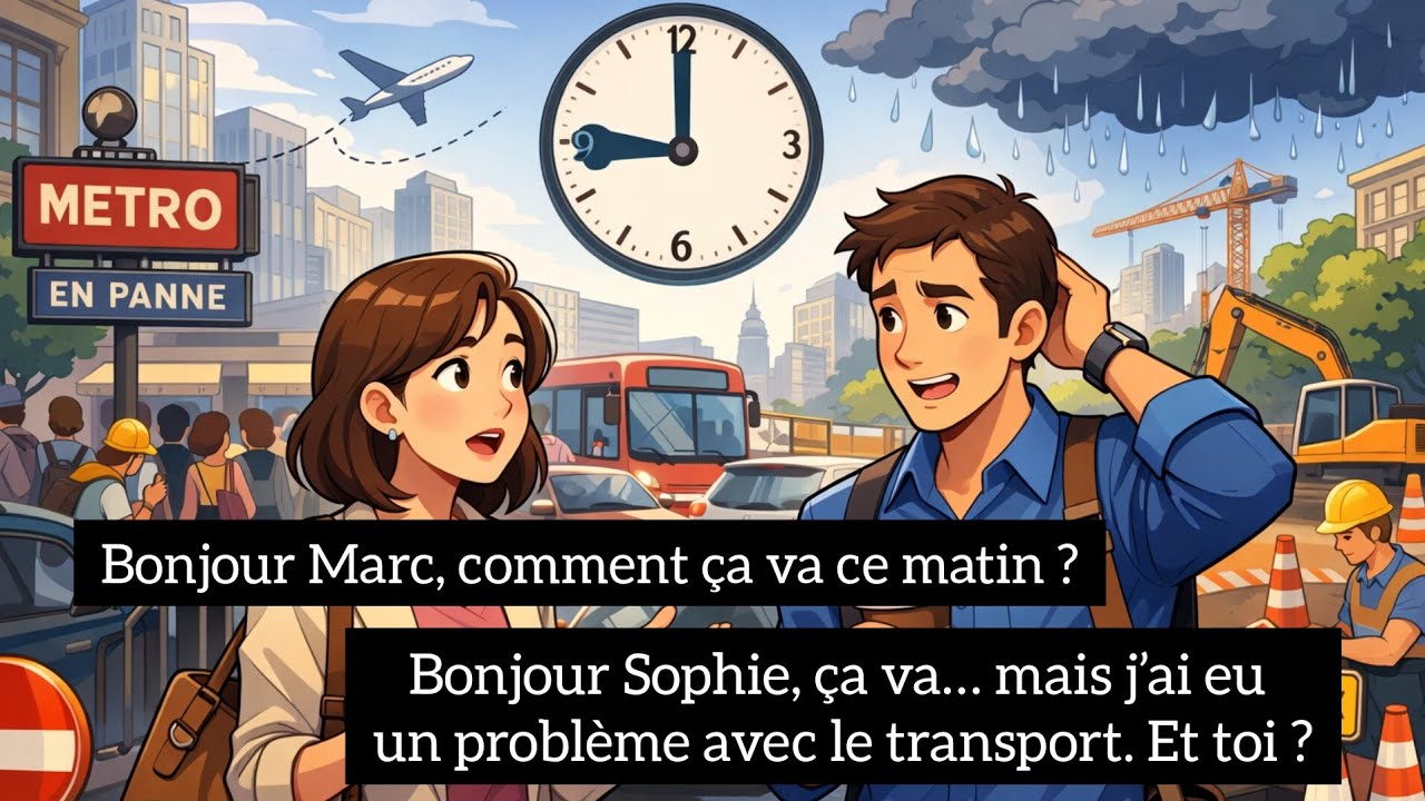 📘🗣️ Dialogue éducatif en français : parler des problèmes de transport et des retards ⏰🚌