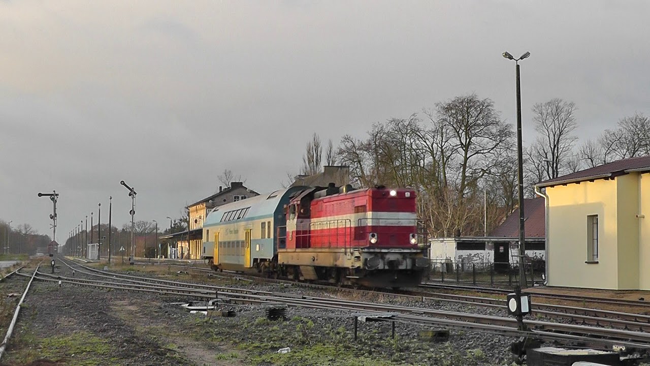 SP32-206 z pociągiem Krzyż - Piła Gł. wyjeżdża z Trzcianki