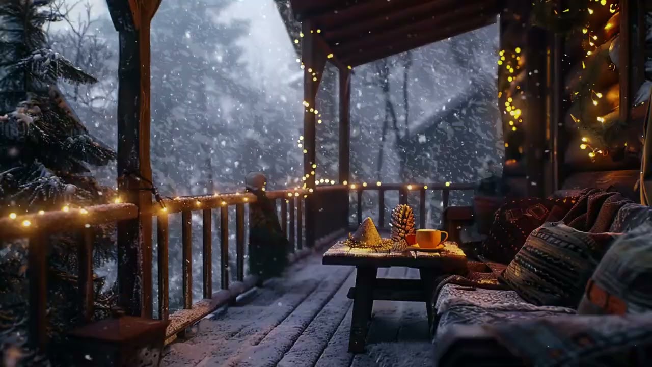 Cozy Winter Piano ASMR on a Snowy Balcony with Candle Glow for Deep Relaxation at Night