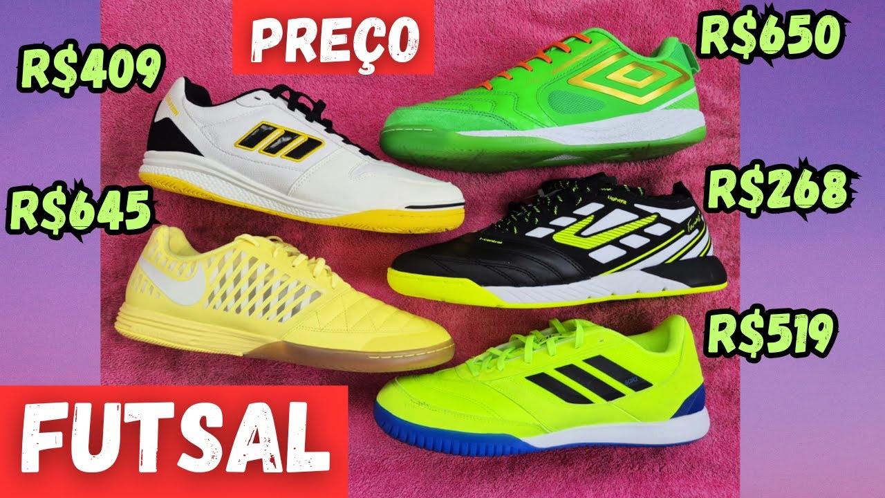 ESCOLHA A SUA👀 TOP 20 CHUTEIRAS FUTSAL 2025 POR FAIXA DE PREÇO‼ TEM OPÇÕES DE R$89 ATÉ R$750 REAIS🙏👏