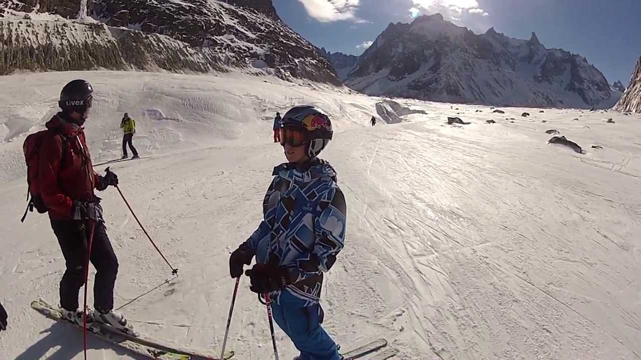 Aiguille du Midi - Mont Blanc - Chamonix, Vallée blanche ski offpiste with GoPro HD cam