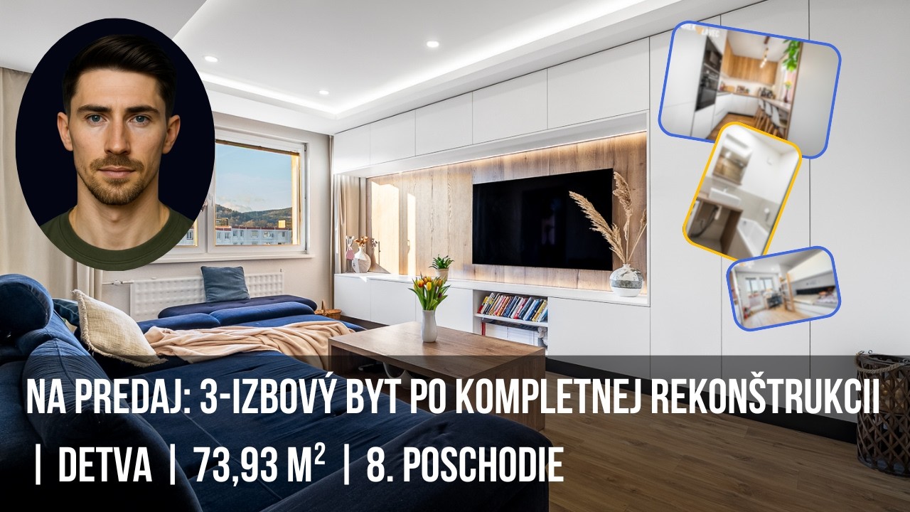 Na predaj: 3-izbový byt po kompletnej rekonštrukcii | Detva | 73,93 m² | 8. poschodie