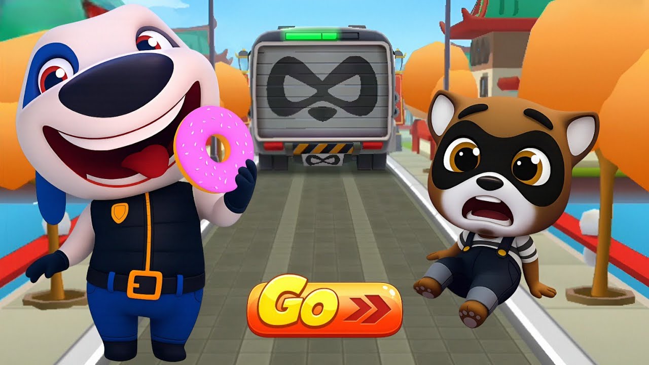 Talking Tom Gold Run New Update - Deputy Hank vs Raccoon Boss Fight in Paddy's Day Dash | Funny Race