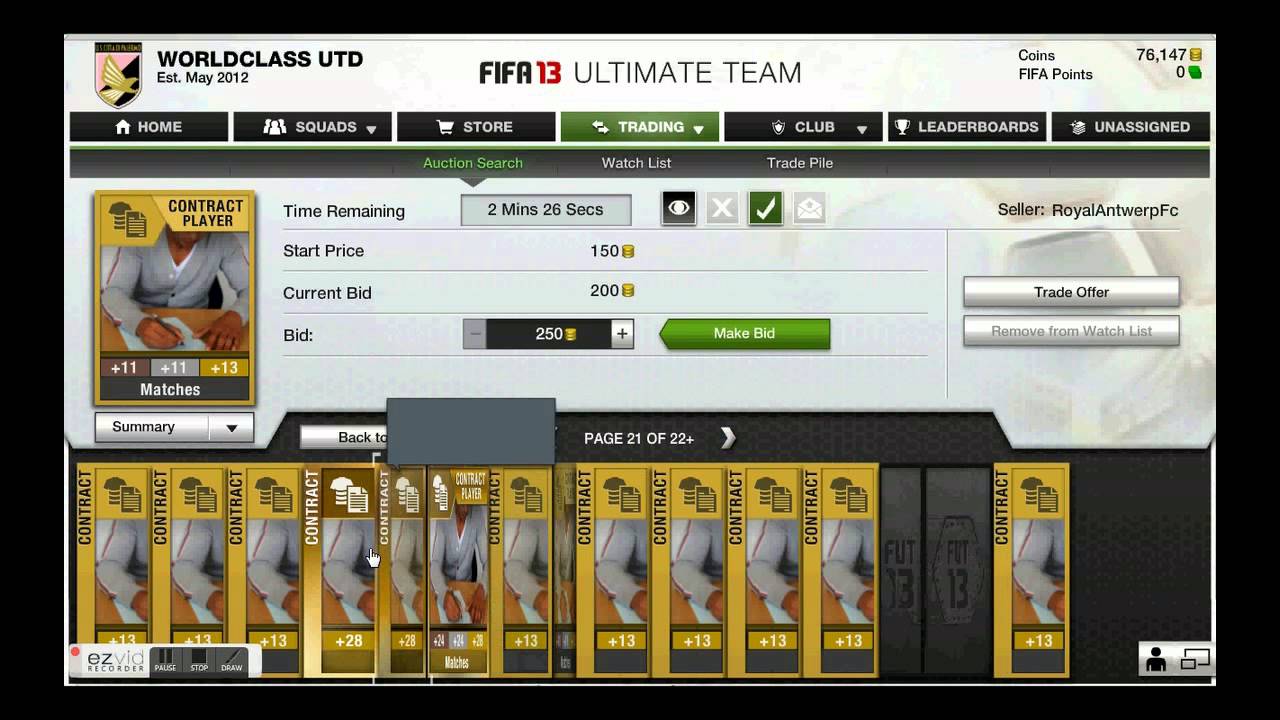 FIFA 13 Ultimate Team Trading Tips EP1 - Contract Method