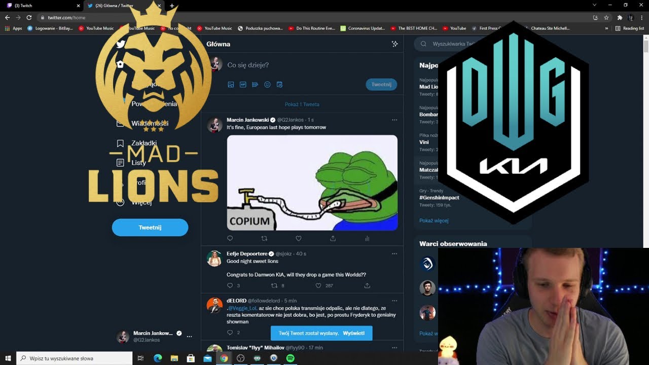 Jankos Reacts To Mad Lions Losing To Damwon!! And Prays For C9!