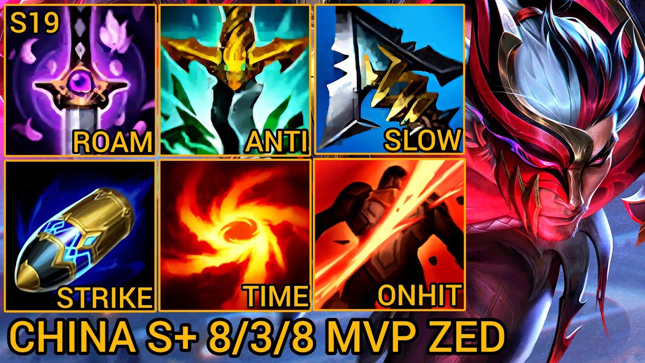 Zed MVP Mid Lane S Rating 8/3/8 - China Wild Rift New Build & Runes By Tiarty