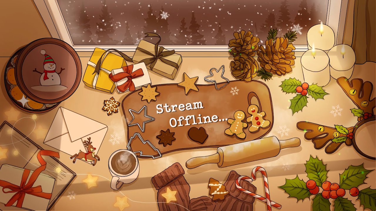 Animated Twitch Overlay Cozy Christmas Dessert Table, Aesthetic Xmas Lo-fi Desk Stream Package