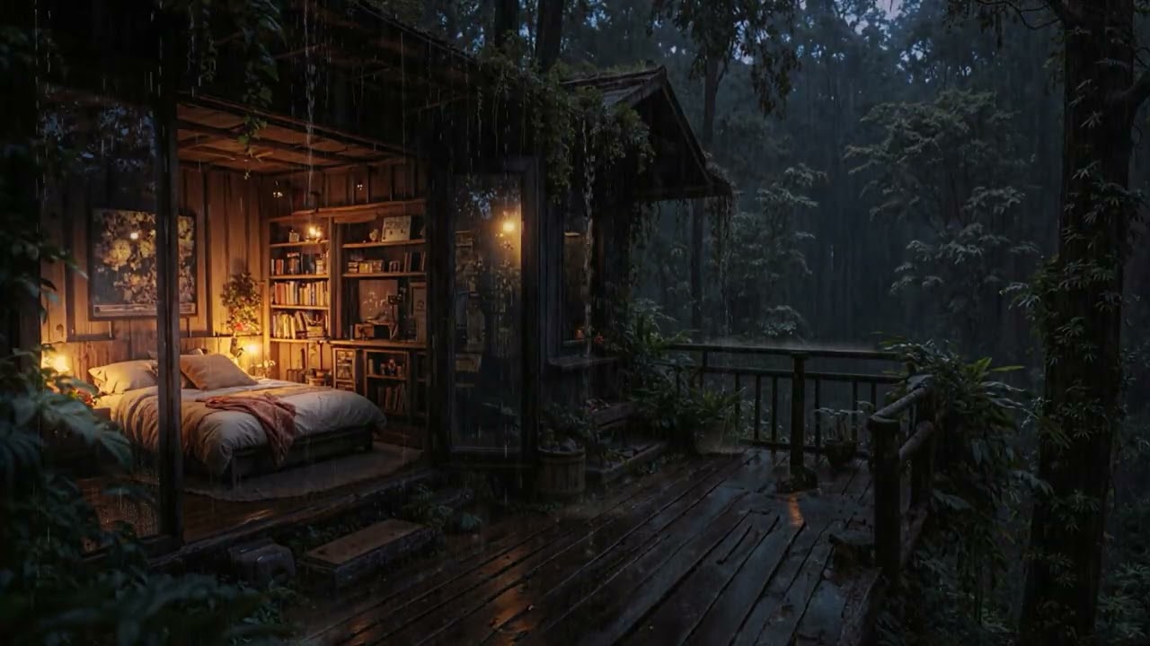 Quiet Midnight Rain in the Woods 🌙🌧️ | Gentle Sleep Ambience for Stress Relief (No Ads)