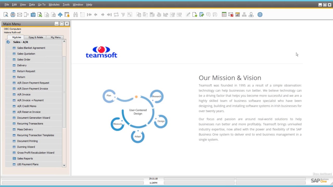 SAP Business One Ireland Tutorial B1 Introduction - Overview - Sales & Purchase Modules