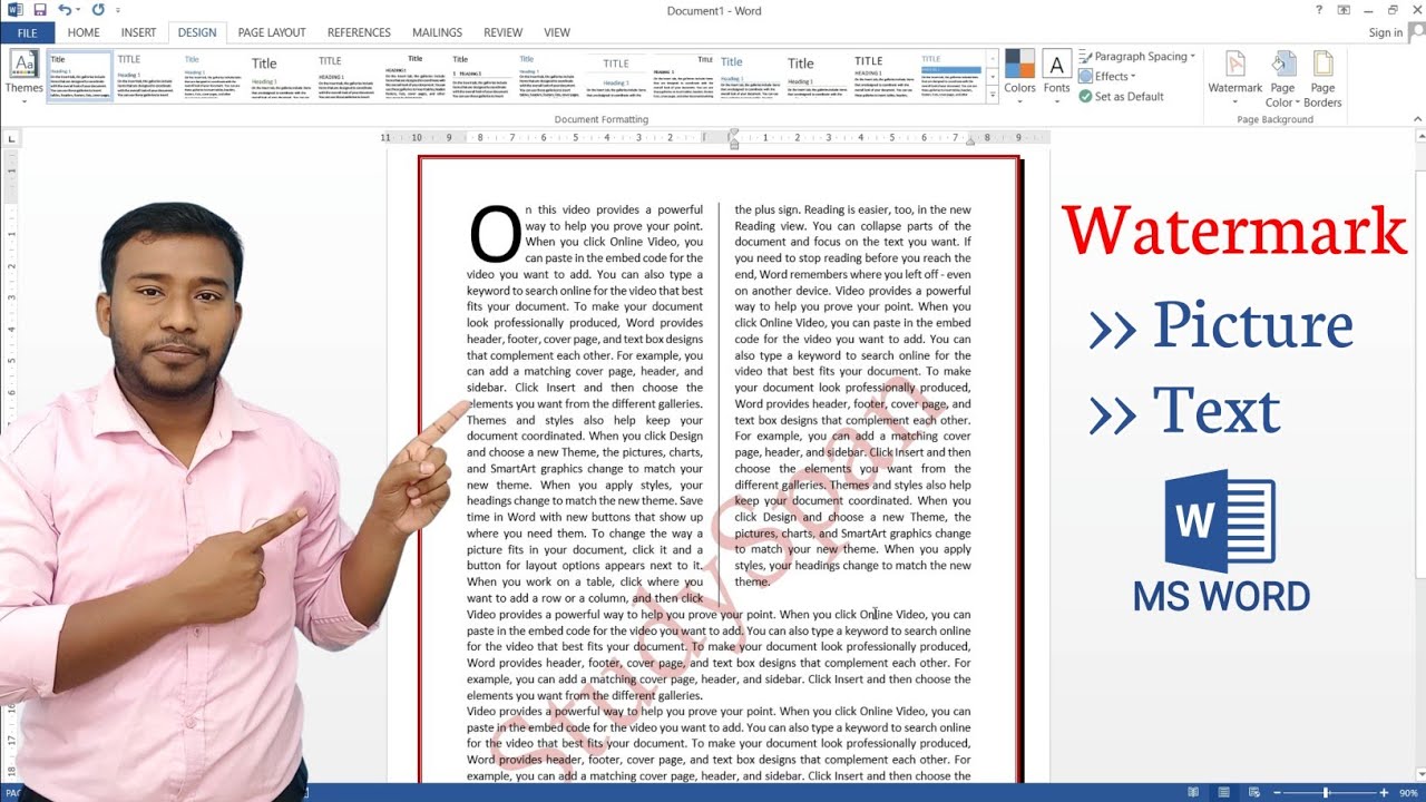 How to Insert Watermark in Microsoft Word | Picture Watermark in MS Word | Text Watermark in Word
