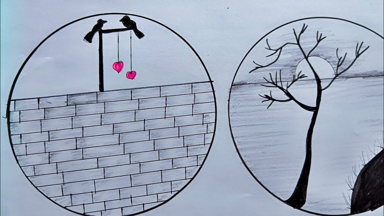 Circle Drawing | Easy Scenery Drawing with Pencil | Step by Step....