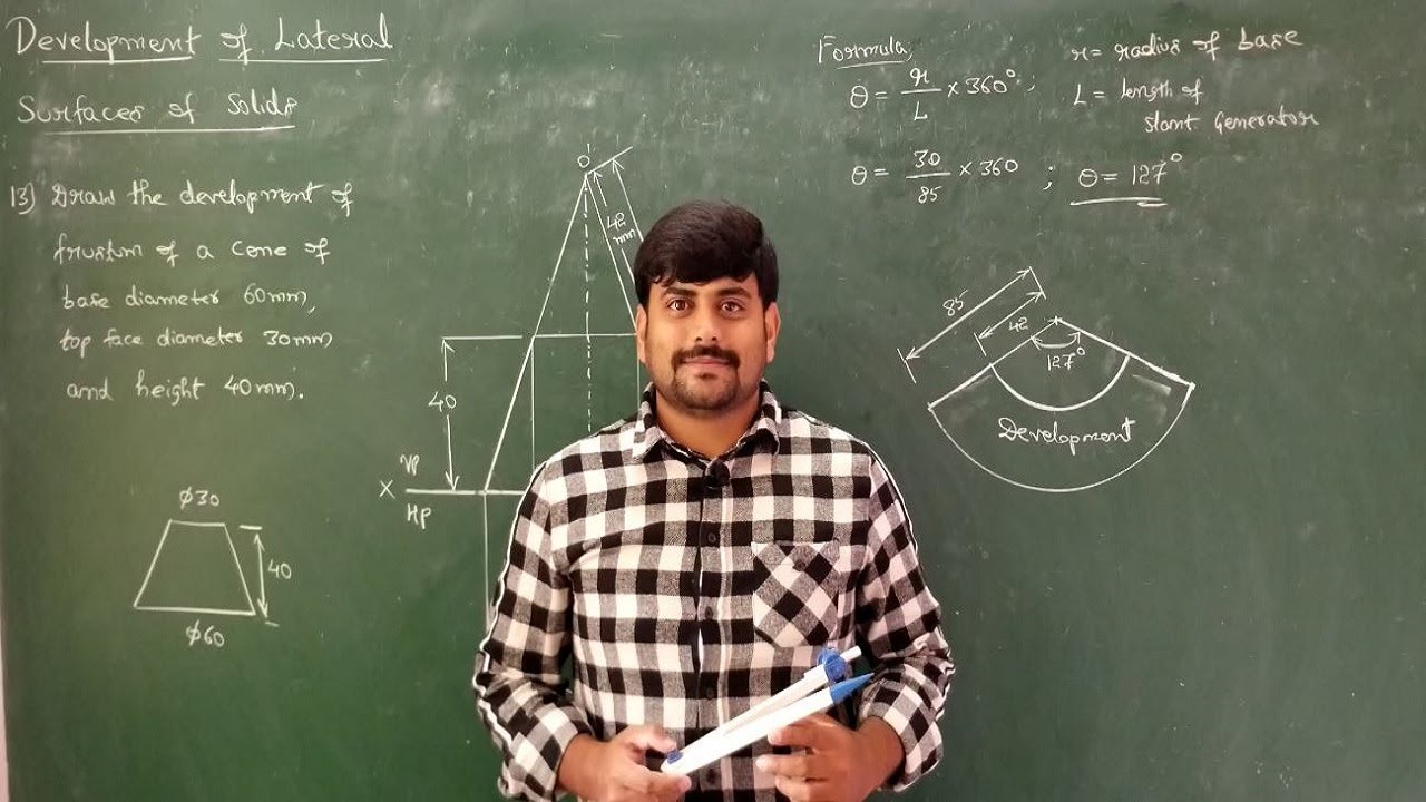 59 - Development of lateral suface of frustum of cone - Module 4 - Eng. Graphics by GURUDATT. H. M.