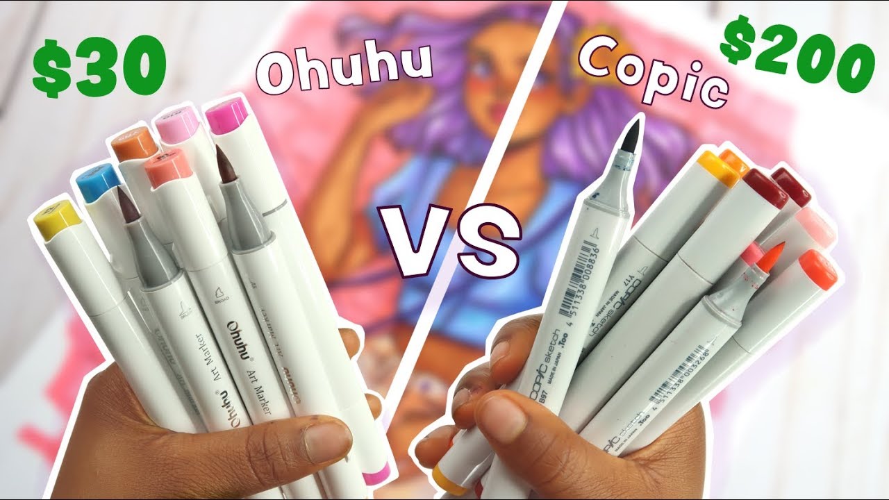 Ohuhu Brush Markers vs Copic Brush marker- Ohuhu 48 Set Alcohol Based Ink
