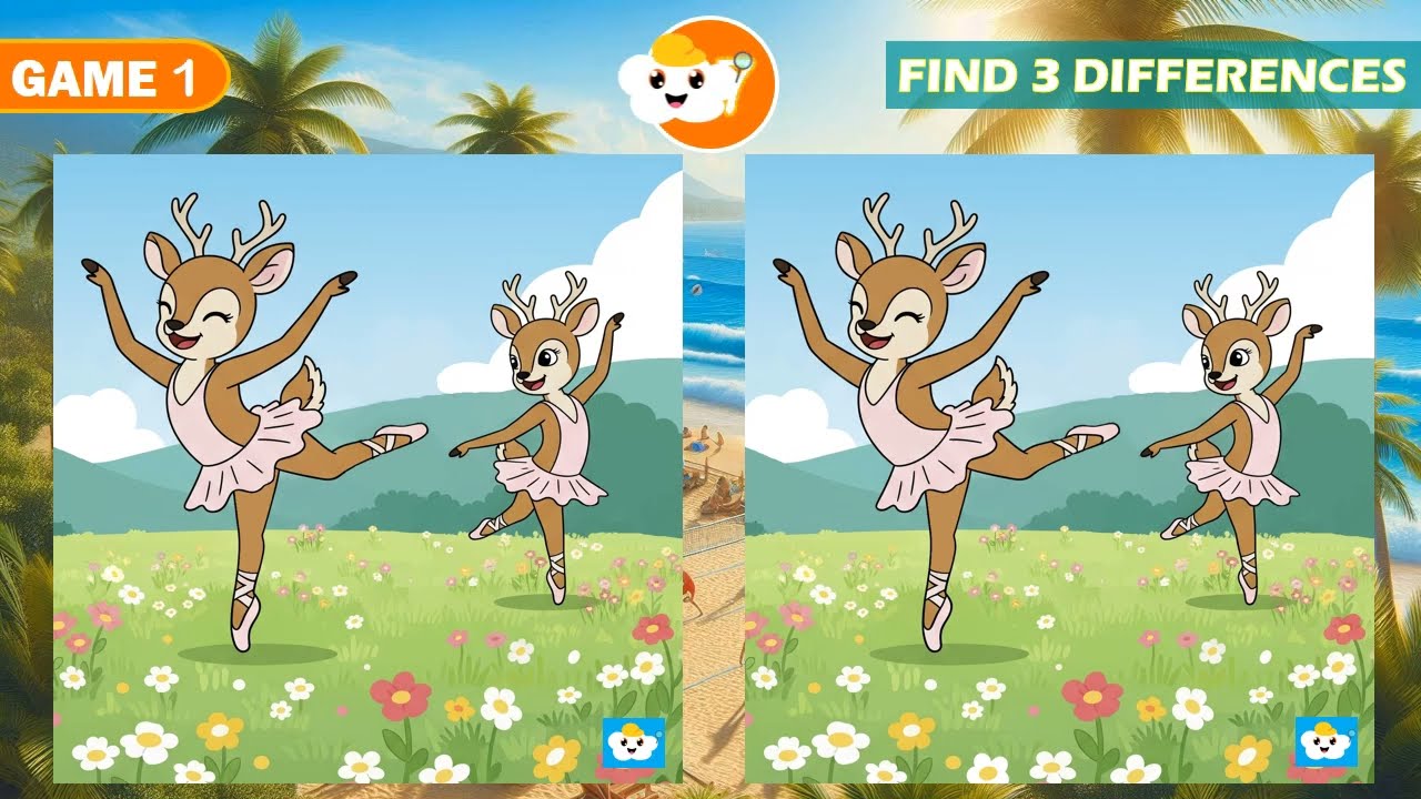 Compilation Spot The Difference Puzzles Ballet Reindeer Ocean Fish Desert Camping Haunted Spaceship