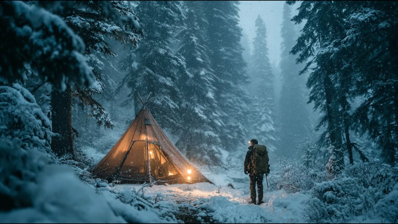 - 15 Winter Camping in Nordic Wilderness. Hot Tent Camping