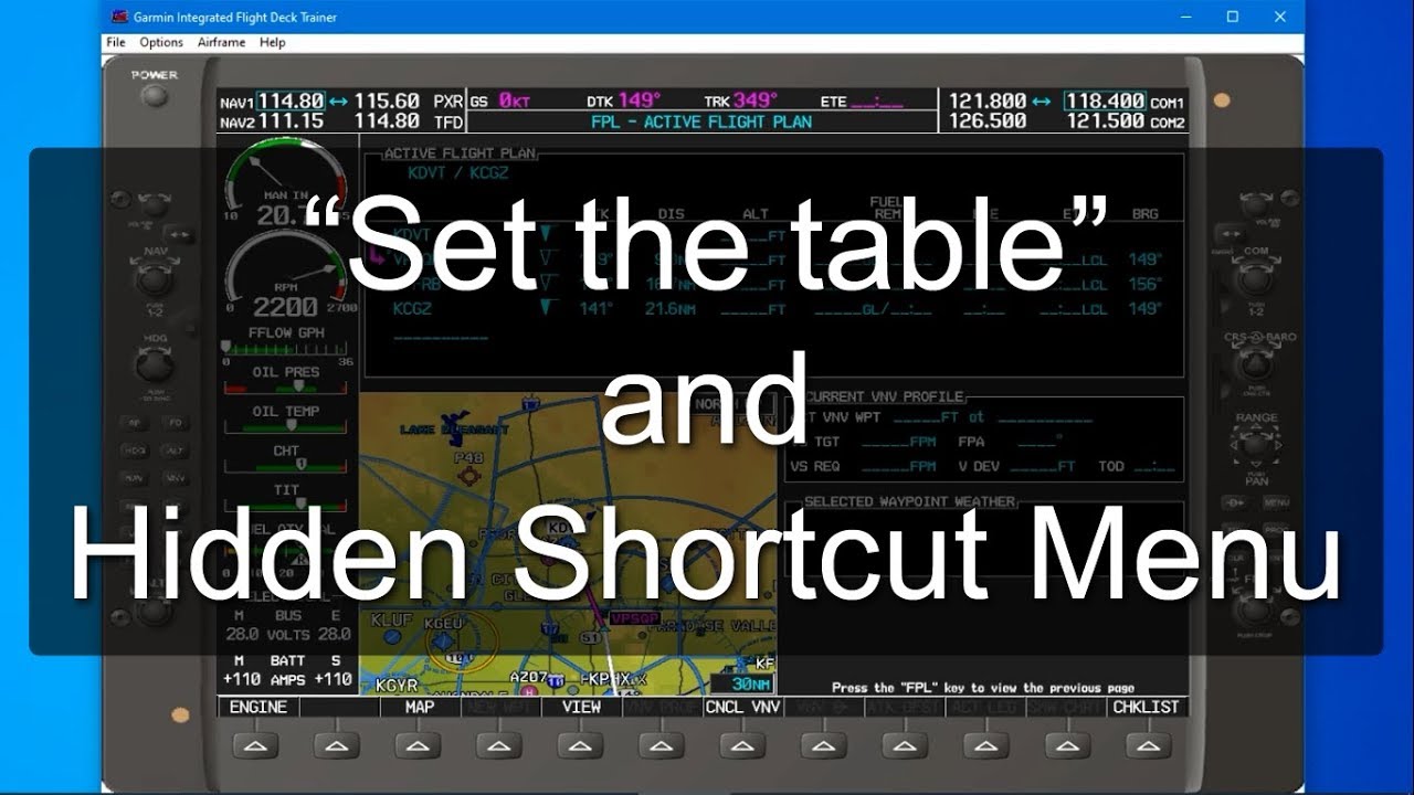 Two Quick G1000 Tips - Setting the Table & Hidden Shortcut - How to add a waypoint/edit flight plan