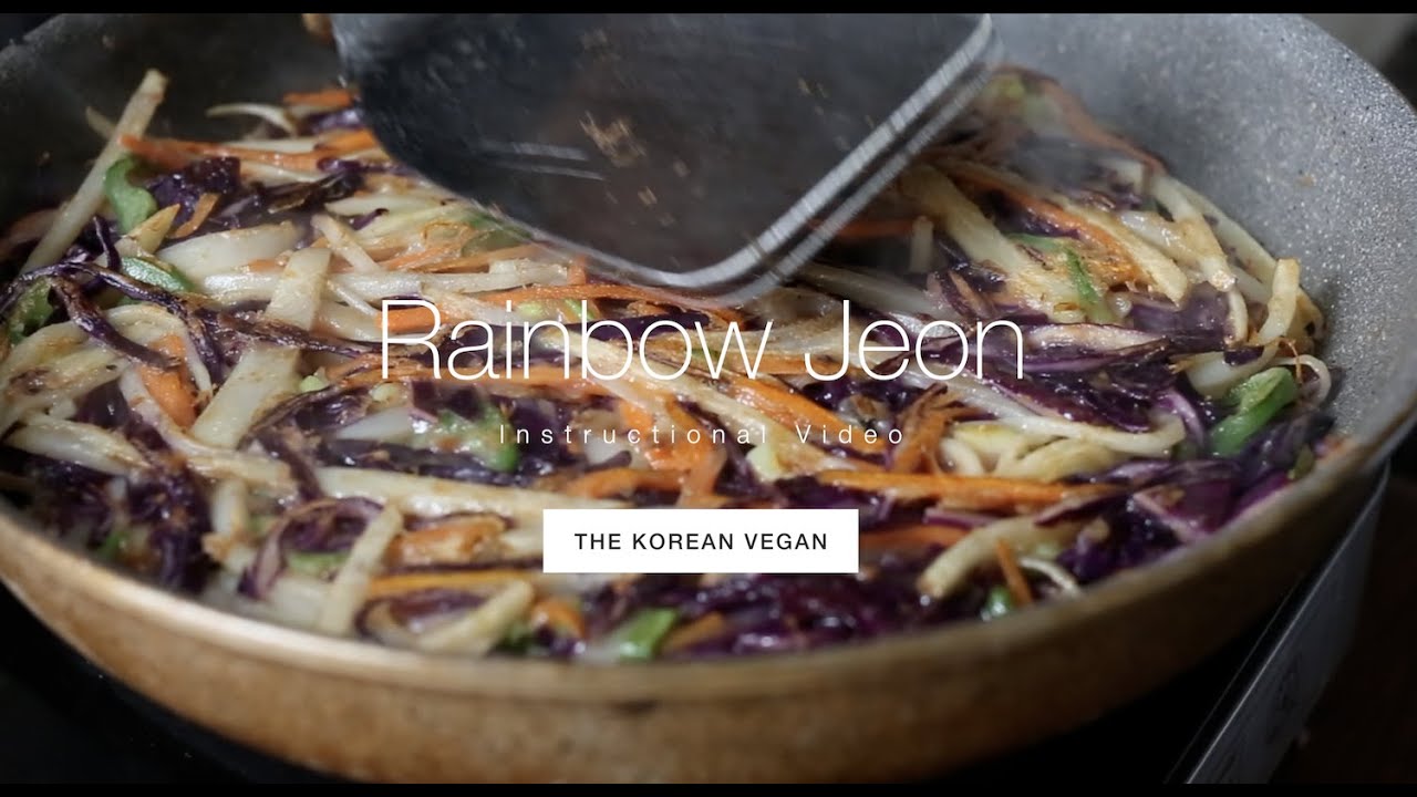 Rainbow Jeon Cabbage Korean Pancake - INSTRUCTIONAL VIDEO