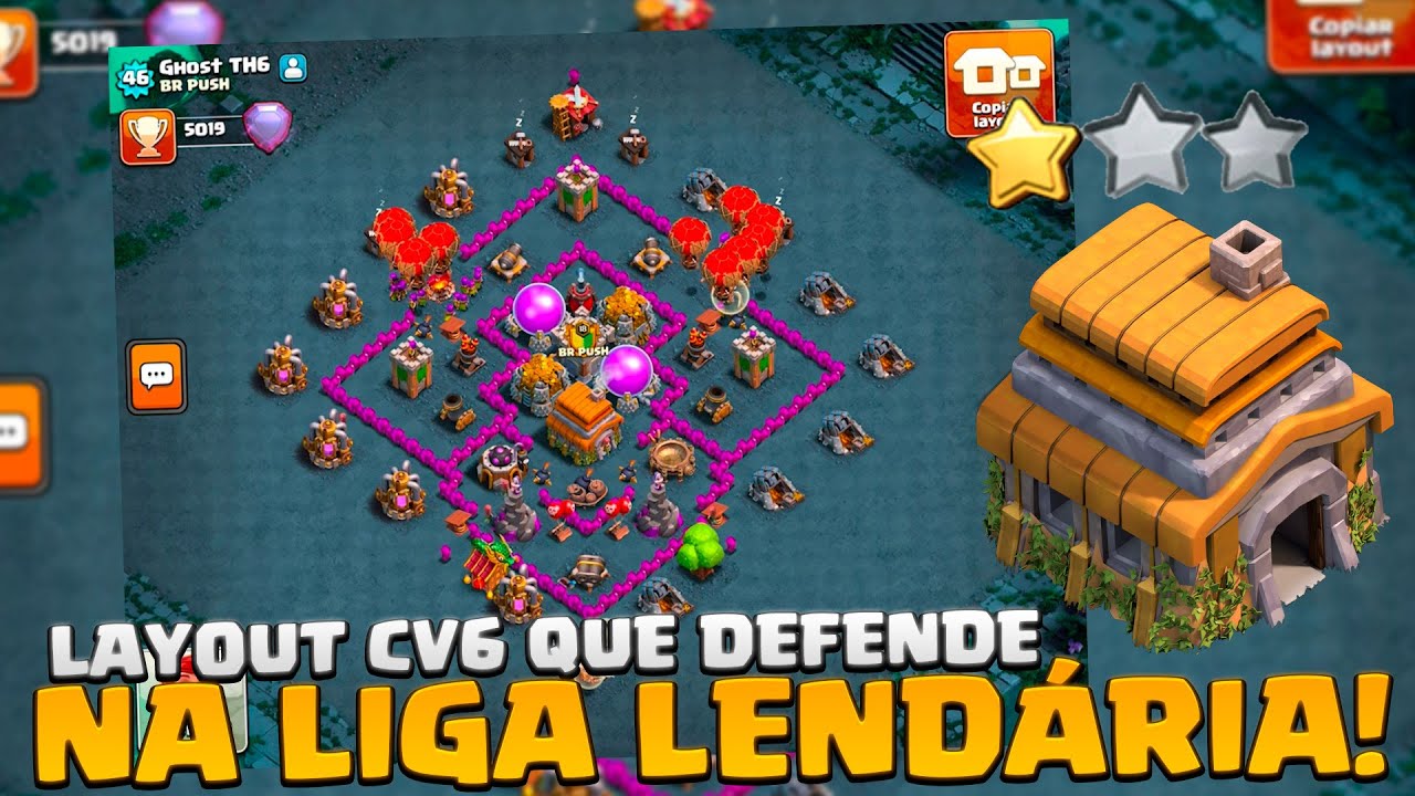 USE O MELHOR LAYOUT CV6 PARA PUSH, FARM E GUERRA! CLASH OF CLANS