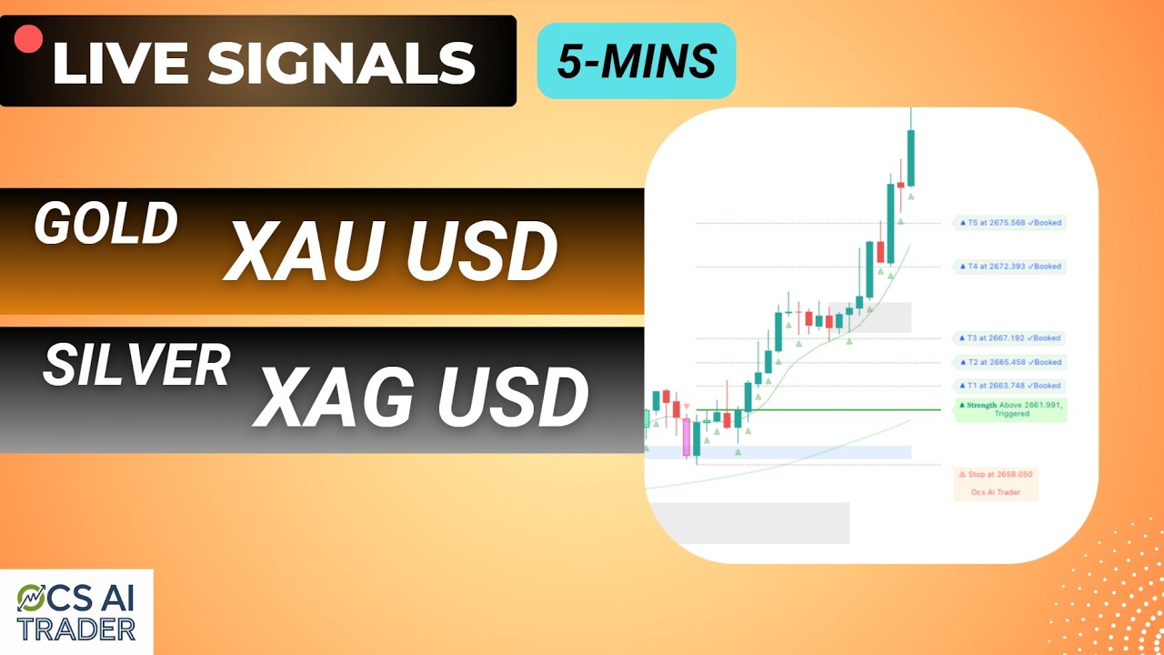 🔴 Gold Live Trading | Silver Live Trading | XAUUSD & XAGUSD 5-Min AI Signals | OCS AI Trader