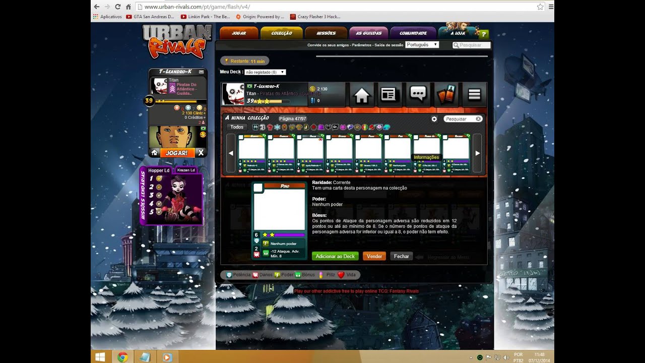 Minhas cartas do urban rivals.