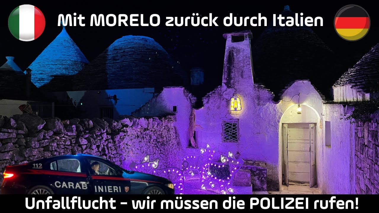 Mit MORELO 1.500 km durch das vorweihnachtliche Italien bis Rastatt - Unfallflucht  - Magenprobleme