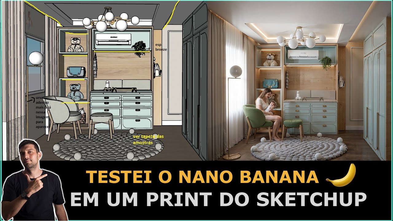 TESTEI O NANO BANANA EM UM PRINT DO SKETCHUP