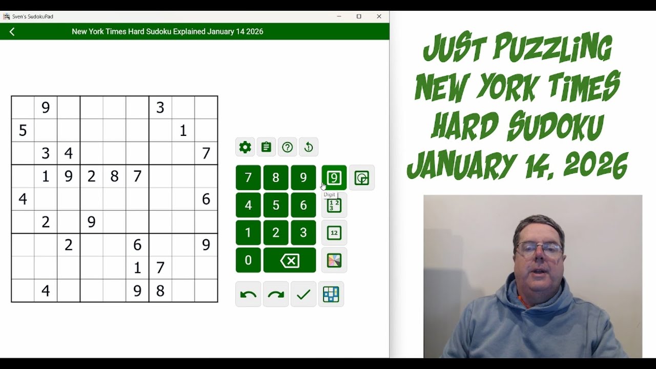New York Times Hard Sudoku January 14 2026