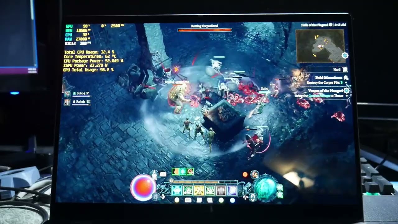 Процессор Intel 358H Arc B390 Panther Lake для игр - Diablo IV с трассировкой лучей.