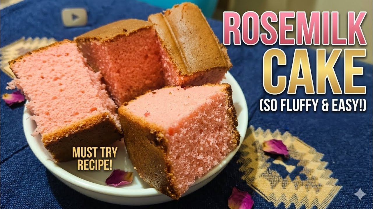 Soft & Fluffy Rose Milk Tea Cake 🌹🍰#rosemilkcake #teacake #homemadecake #easycakerecipe #food