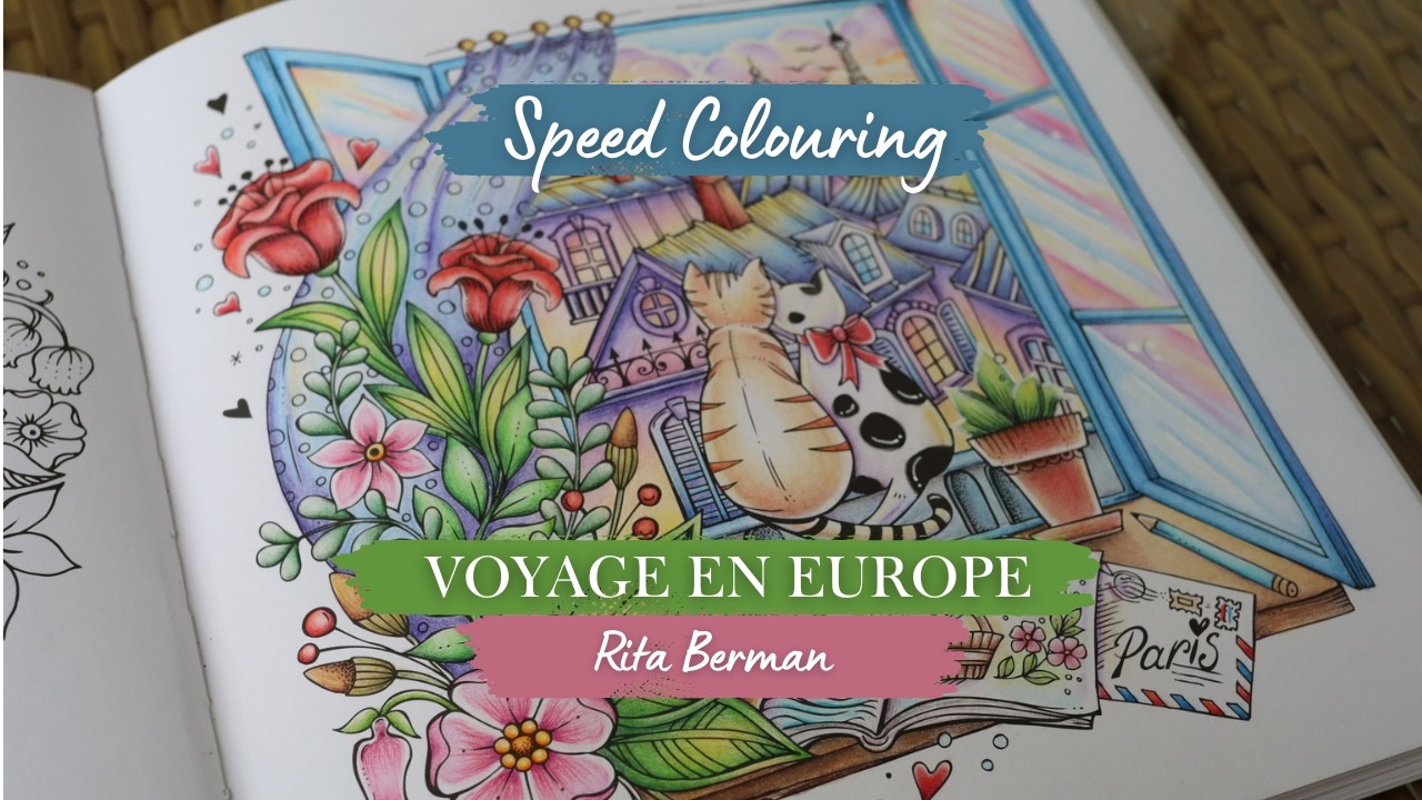 Speed Colouring | Cats in Paris at Sunset | Rita Berman 