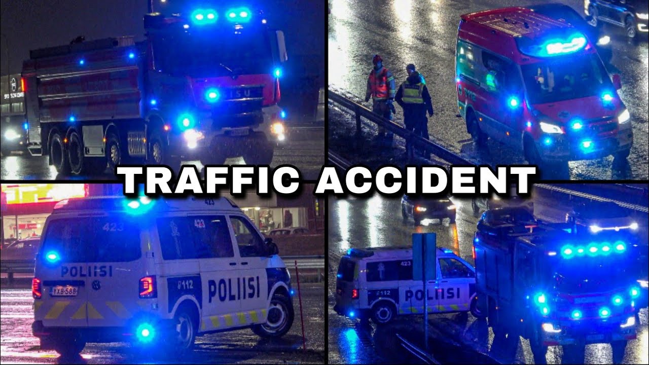 TRAFFIC ACCIDENT – Emergency Services at Accident Scene on Kehä III | Helsinki, Finland