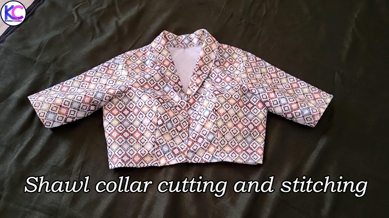 Shawl collar Blouse || Princess cut blouse cutting and stitching || 36 size👍 || Krishna Creation