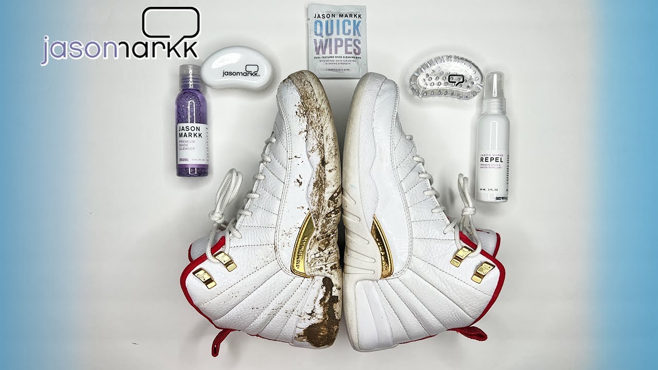 How to Clean Jordan 12s With Jason Markk Shoe Cleaner! *REVIEW* (EASIEST WAY**)