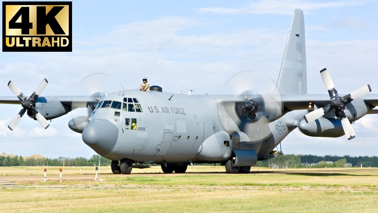 USAF C-130H Hercules Arrival - Alberta International Airshow 2021 (4K Ultra HD)
